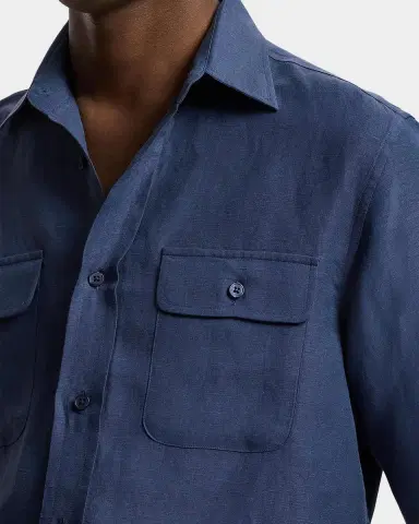 Ralph Lauren Purple Label Men's Silk-Linen Button-Front Shirt | Thumbnail 5