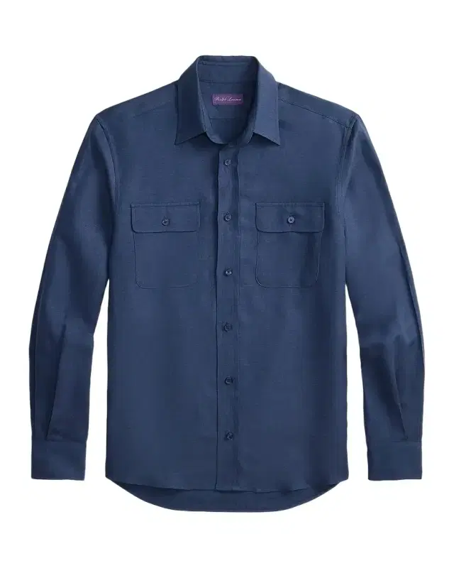 Ralph Lauren Purple Label Men's Silk-Linen Button-Front Shirt