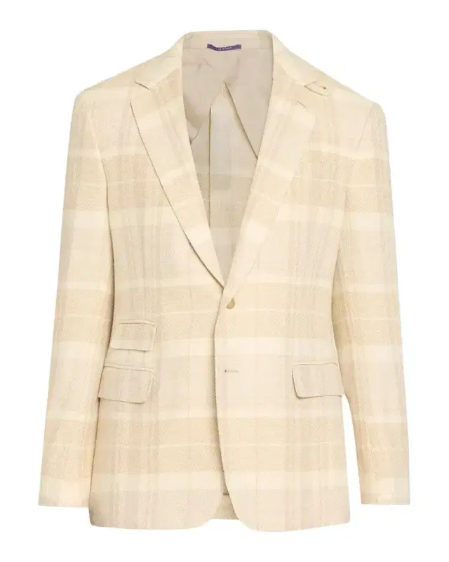 Ralph Lauren Kent Plaid Silk-Linen-Cashmere Single-Breasted Sport Coat