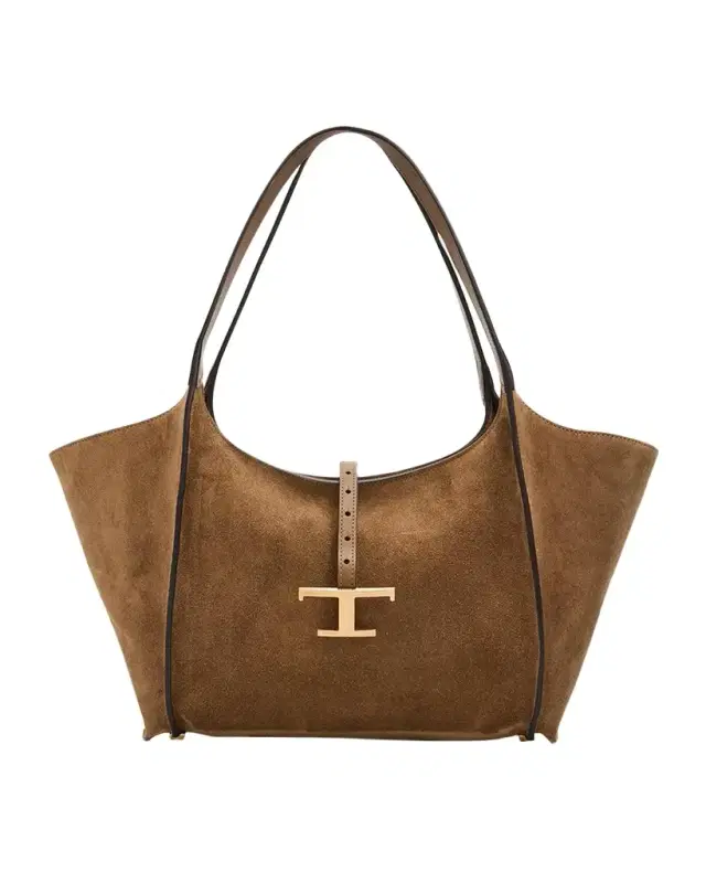 Tod's T Timeless Suede Shopping Tote Bag