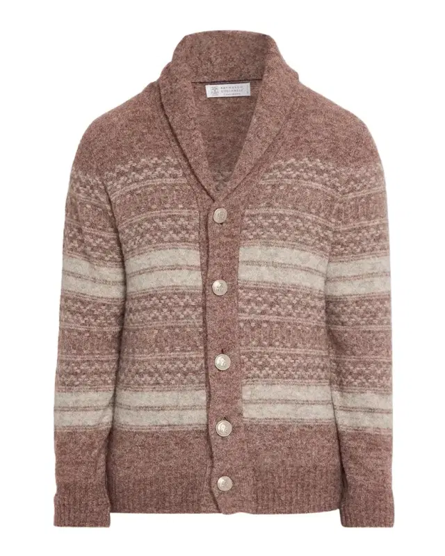 Brunello Cucinelli Men's Fair Isle-Inspired Alpaca-Blend Cardigan