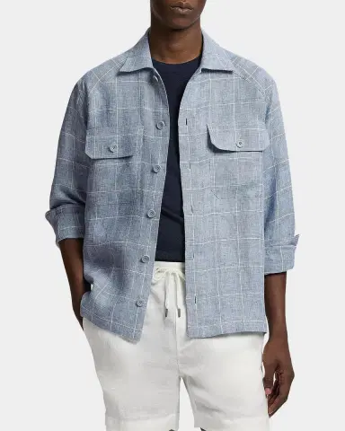 Ralph Lauren Purple Label Windowpane Glen Plaid Linen Sport Shirt | Thumbnail 4 Ralph Lauren Purple Label Windowpane Glen Plaid Linen Sport Shirt | Thumbnail 4
