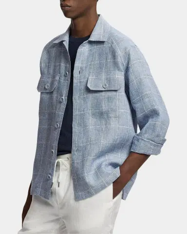 Ralph Lauren Purple Label Windowpane Glen Plaid Linen Sport Shirt | Thumbnail 6 Ralph Lauren Purple Label Windowpane Glen Plaid Linen Sport Shirt | Thumbnail 6
