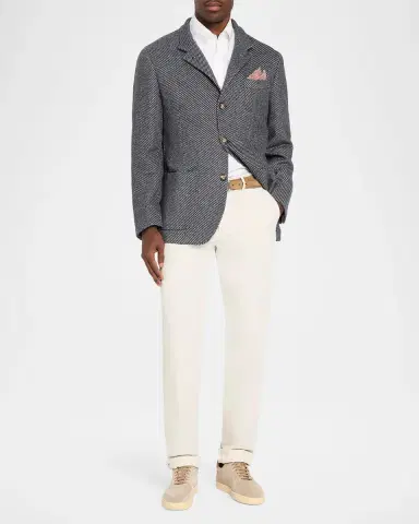 Brunello Cucinelli Men's Cashmere and Silk Diagonal Stripe Sport Coat | Thumbnail 2