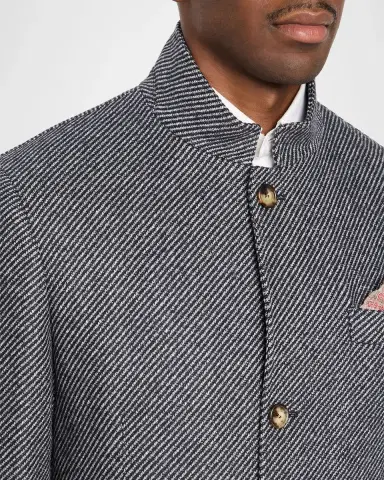 Brunello Cucinelli Men's Cashmere and Silk Diagonal Stripe Sport Coat | Thumbnail 7