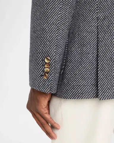 Brunello Cucinelli Men's Cashmere and Silk Diagonal Stripe Sport Coat | Thumbnail 8