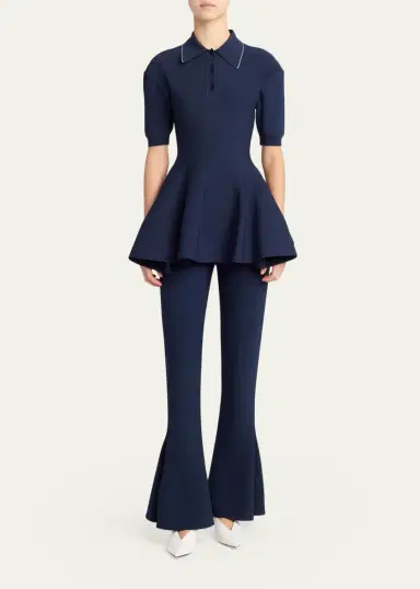 Stella McCartney Compact Knit Peplum Flare Pants | Thumbnail 2