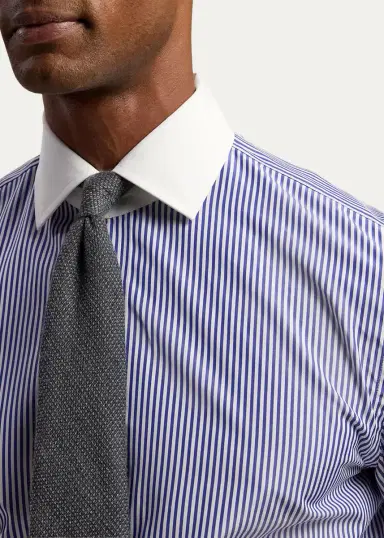 Ralph Lauren Purple Label Men's Striped Poplin French Cuff Shirt | Thumbnail 5