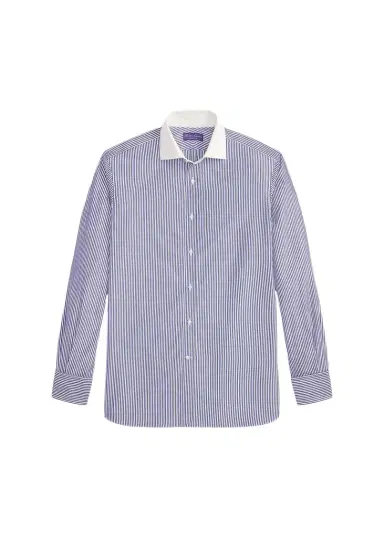 Ralph Lauren Purple Label Men's Striped Poplin French Cuff Shirt | Thumbnail 1
