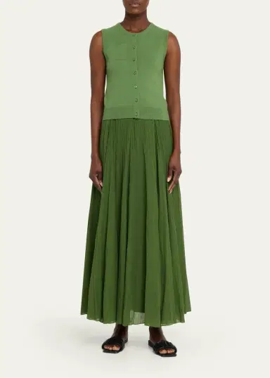 Vince Crinkled Plissé Cotton-Blend Maxi Skirt | Thumbnail 2