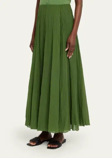 Vince Crinkled Plissé Cotton-Blend Maxi Skirt | Thumbnail 4
