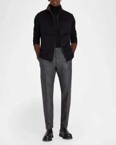 HERNO Men's Wool-Cashmere Zip-Front Vest | Thumbnail 2