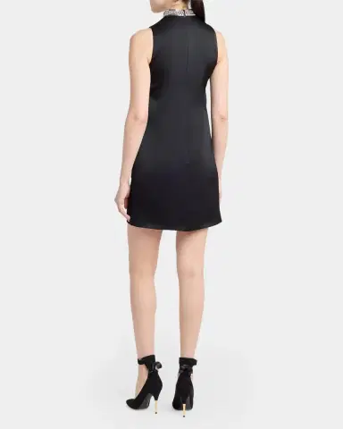 Valentino Garavani Embroidered Choker V-Neck Satin Mini Dress | Thumbnail 3