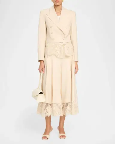 Zimmermann Valiant Lace-Hem Stretch-Wool Skirt | Thumbnail 2