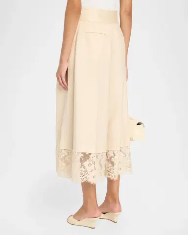 Zimmermann Valiant Lace-Hem Stretch-Wool Skirt | Thumbnail 3