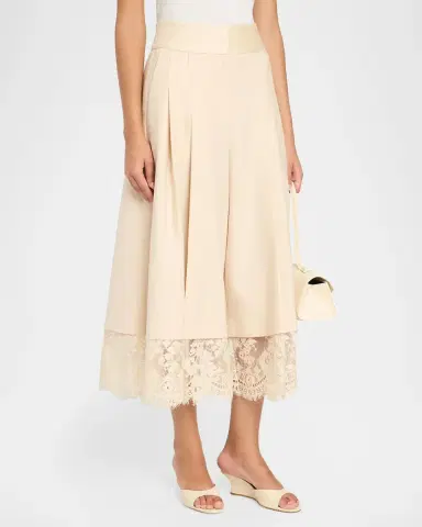 Zimmermann Valiant Lace-Hem Stretch-Wool Skirt | Thumbnail 4