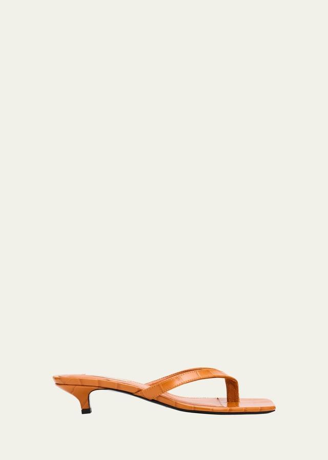 TOTEME 35mm Croc-Embossed Leather Heeled Flip Flops