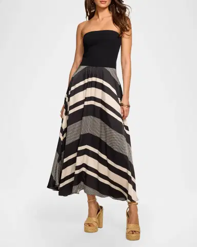 Ramy Brook Oakley Striped A-Line Midi Dress | Thumbnail 2