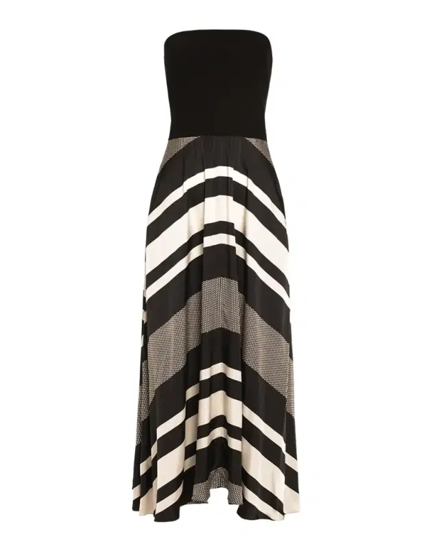 Ramy Brook Oakley Striped A-Line Midi Dress