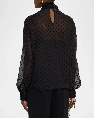 Lafayette 148 New York Polka Dot High-Neck Blouse | Thumbnail 3