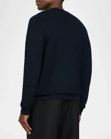 Giorgio Armani Geometric Textured Virgin Wool Crewneck Sweater | Thumbnail 3 Giorgio Armani Geometric Textured Virgin Wool Crewneck Sweater | Thumbnail 3