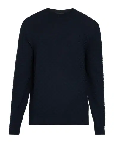 Giorgio Armani Geometric Textured Virgin Wool Crewneck Sweater | Thumbnail 1 Giorgio Armani Geometric Textured Virgin Wool Crewneck Sweater | Thumbnail 1