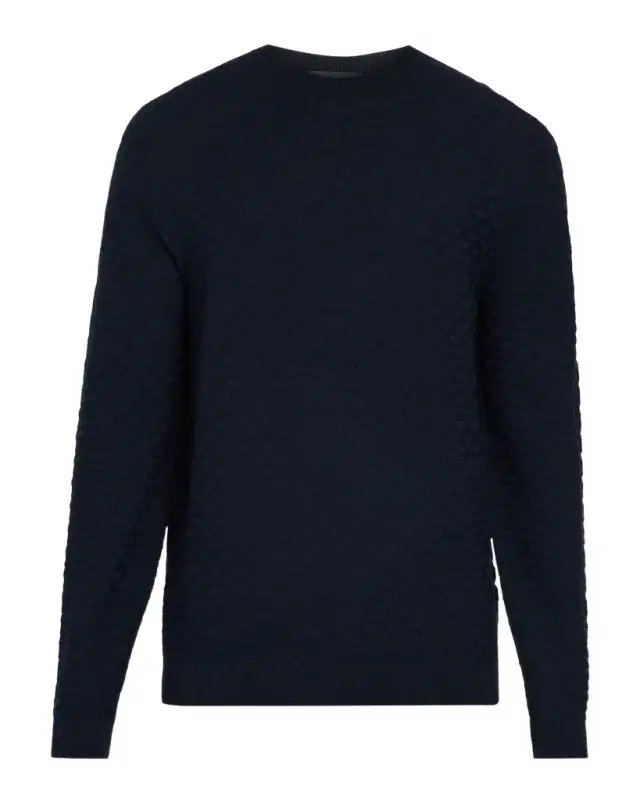 Giorgio Armani Geometric Textured Virgin Wool Crewneck Sweater