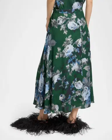 Erdem Floral Draped Crepe Midi Skirt | Thumbnail 3 Erdem Floral Draped Crepe Midi Skirt | Thumbnail 3