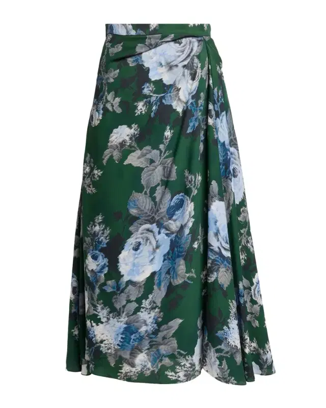Floral Draped Crepe Midi Skirt Floral Draped Crepe Midi Skirt