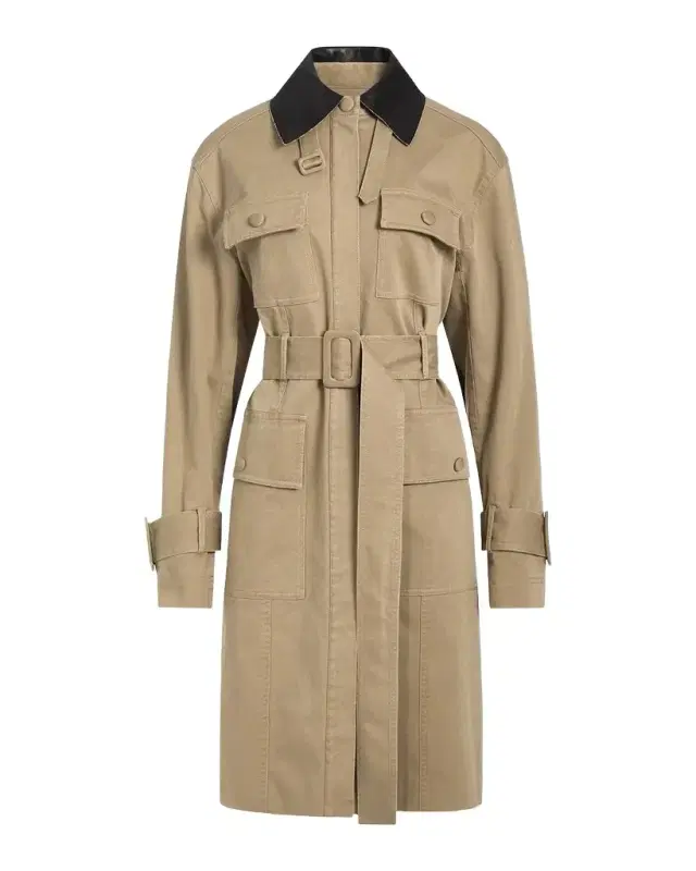 DEREK LAM 10 CROSBY Landon Stretch-Cotton Contrast-Collar Trench Coat