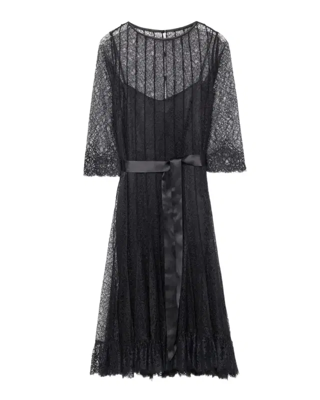 Rickie Freeman for Teri Jon Pintuck Laced Cocktail Dress