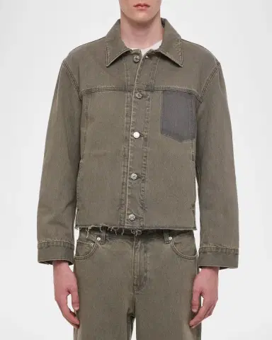 Helmut Lang Men's Raw Hem Cotton Denim Jacket | Thumbnail 4