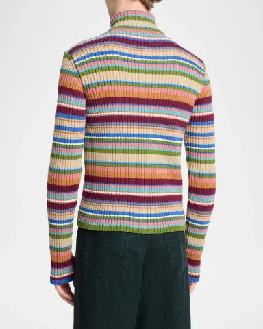 Dries Van Noten Striped Wool Rib-Knit Cardigan | Thumbnail 3
