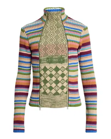 Dries Van Noten Striped Wool Rib-Knit Cardigan | Thumbnail 1