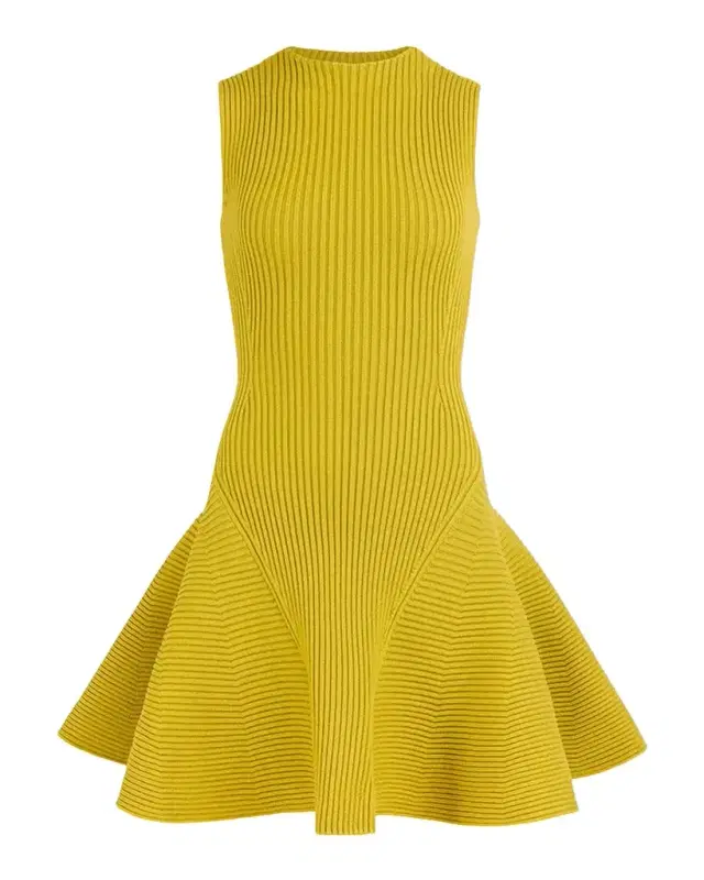 Alaïa Sleeveless English Rib Mini Skater Dress