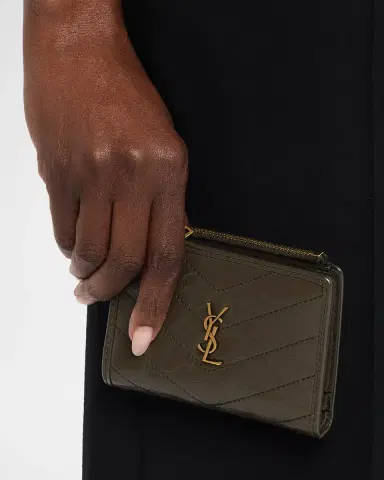 Saint Laurent Niki YSL Bi-Fold Wallet in Crinkled Leather | Thumbnail 2 Saint Laurent Niki YSL Bi-Fold Wallet in Crinkled Leather | Thumbnail 2