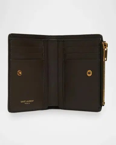 Saint Laurent Niki YSL Bi-Fold Wallet in Crinkled Leather | Thumbnail 3 Saint Laurent Niki YSL Bi-Fold Wallet in Crinkled Leather | Thumbnail 3
