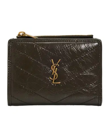 Saint Laurent Niki YSL Bi-Fold Wallet in Crinkled Leather | Thumbnail 1 Saint Laurent Niki YSL Bi-Fold Wallet in Crinkled Leather | Thumbnail 1