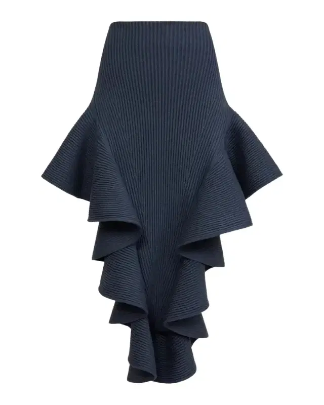 Alaïa Ruffle Pointed Sculpted Midi Skirt