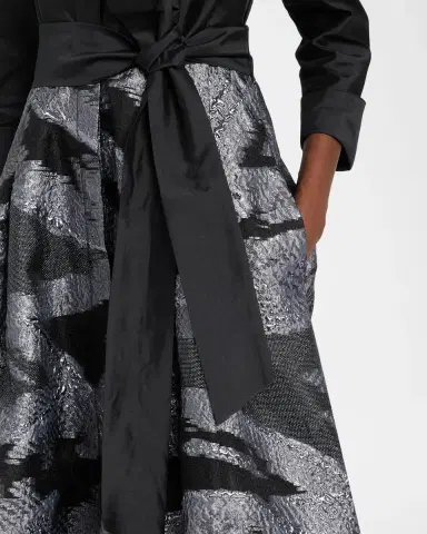 Rickie Freeman for Teri Jon Taffeta & Metallic Organza Shirtwaist Gown | Thumbnail 5 Rickie Freeman for Teri Jon Taffeta & Metallic Organza Shirtwaist Gown | Thumbnail 5