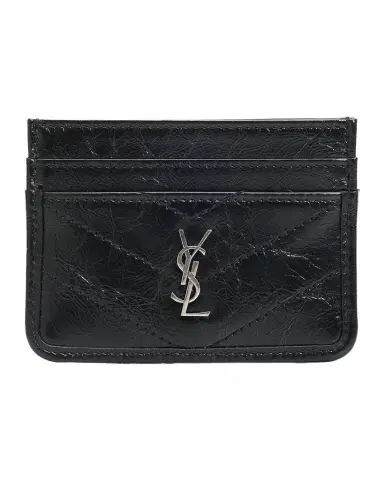 Saint Laurent Niki YSL Crinkled Leather Card Case | Thumbnail 1 Saint Laurent Niki YSL Crinkled Leather Card Case | Thumbnail 1