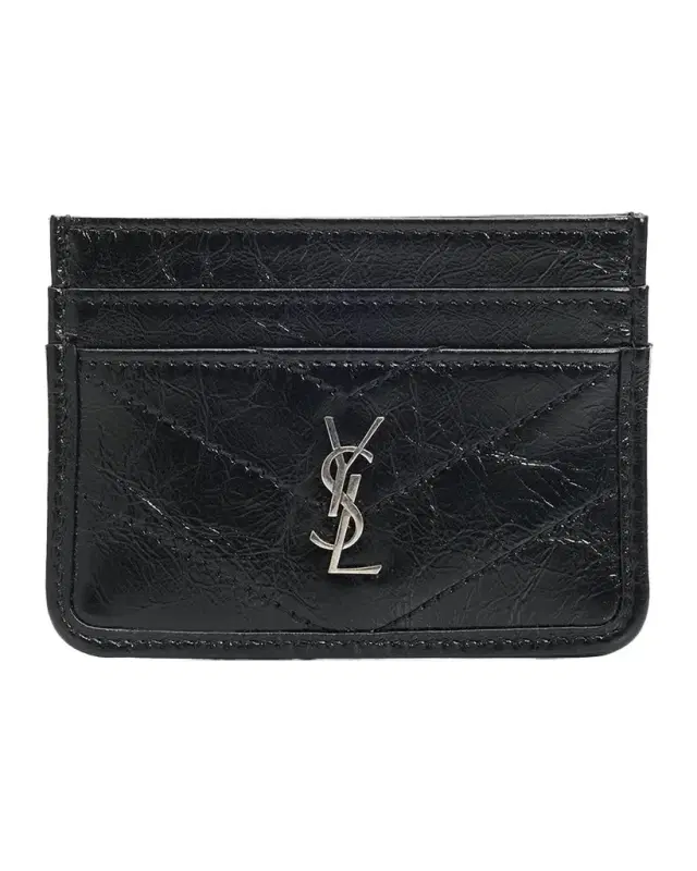 Saint Laurent Niki YSL Crinkled Leather Card Case