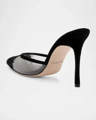 L'Agence 95mm Semois Mesh Suede Mule Pumps | Thumbnail 3 L'Agence 95mm Semois Mesh Suede Mule Pumps | Thumbnail 3