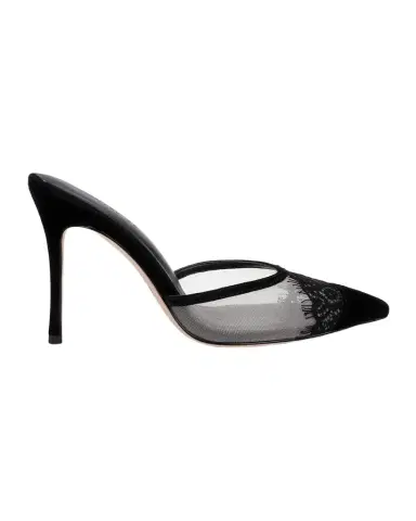L'Agence 95mm Semois Mesh Suede Mule Pumps | Thumbnail 1 L'Agence 95mm Semois Mesh Suede Mule Pumps | Thumbnail 1