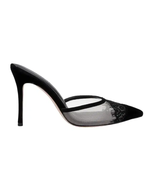 L'Agence 95mm Semois Mesh Suede Mule Pumps