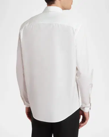 Valentino Garavani Men's Cotton Butterfly-Embroidered Pocket Sport Shirt | Thumbnail 3 Valentino Garavani Men's Cotton Butterfly-Embroidered Pocket Sport Shirt | Thumbnail 3