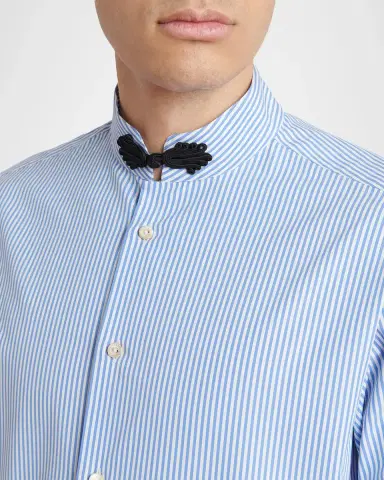Valentino Garavani Men's Embroidered Striped Band-Collar Shirt | Thumbnail 5 Valentino Garavani Men's Embroidered Striped Band-Collar Shirt | Thumbnail 5