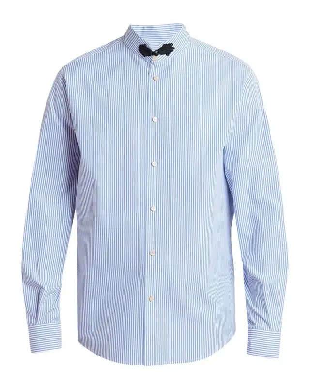 Valentino Garavani Men's Embroidered Striped Band-Collar Shirt