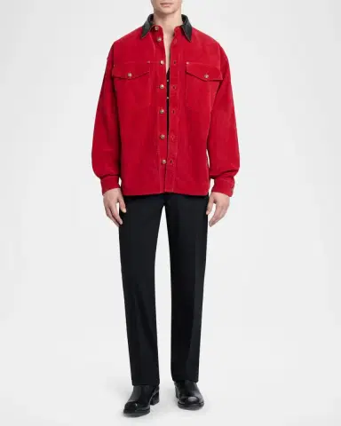 Versace Contrast Collar Cotton Corduroy Shirt | Thumbnail 2 Versace Contrast Collar Cotton Corduroy Shirt | Thumbnail 2