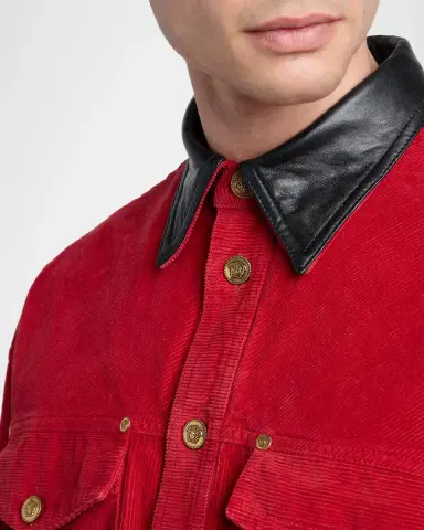 Versace Contrast Collar Cotton Corduroy Shirt | Thumbnail 5 Versace Contrast Collar Cotton Corduroy Shirt | Thumbnail 5